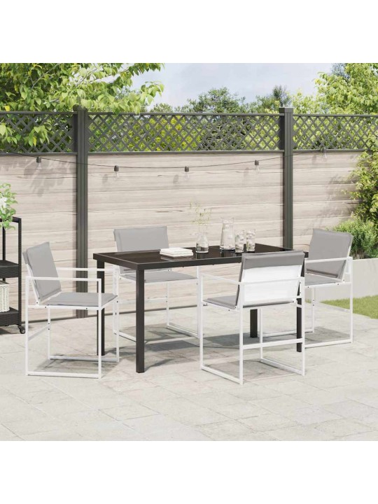 Dārza ēdamgalds 5 pcs balts 140 x 70 x 73 cm