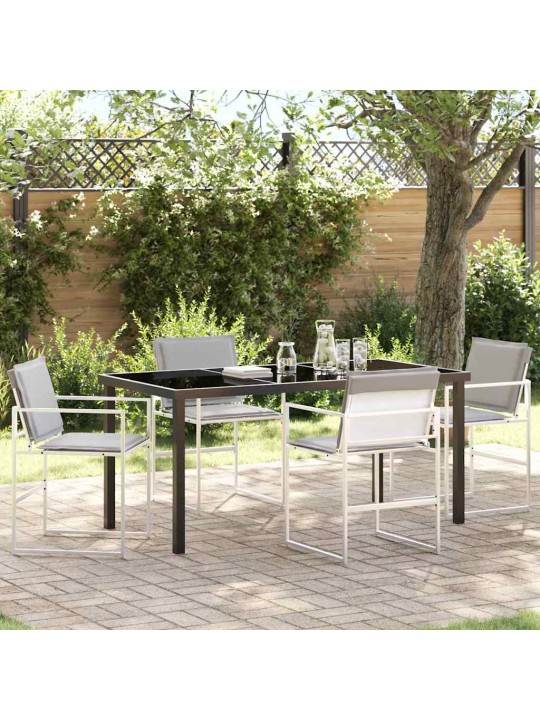 Dārza ēdamgalds 5 pcs balts 160 x 80 x 73 cm