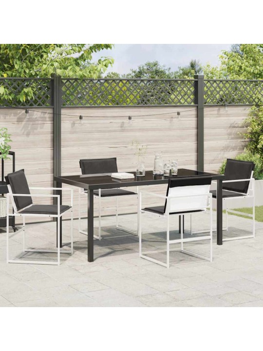 Dārza ēdamgalds 5 pcs balts 160 x 80 x 73 cm