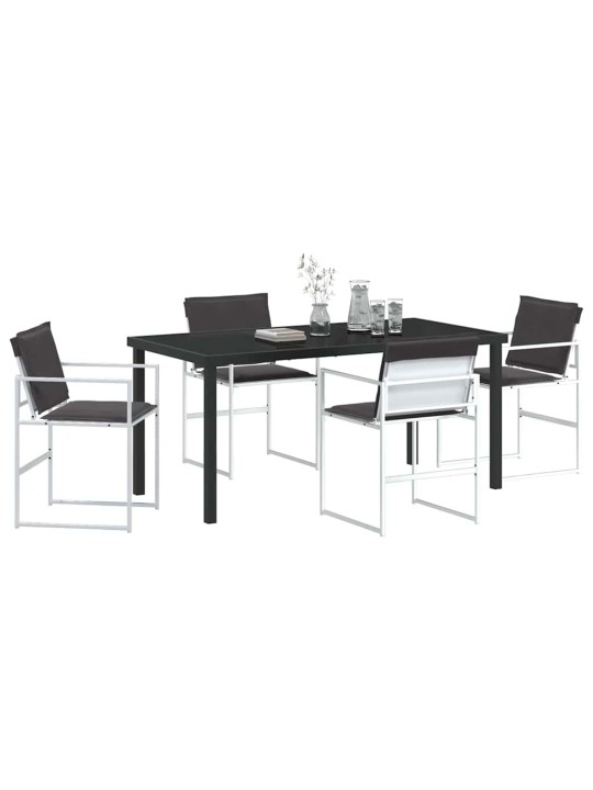 Dārza ēdamgalds 5 pcs balts 160 x 80 x 73 cm