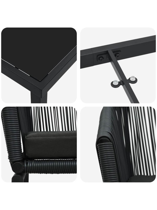 Dārza ēdamgalds 3 pcs melna poliūtu rotangpalma