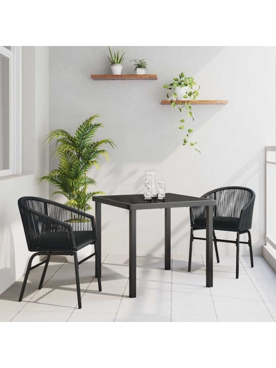 Dārza ēdamgalds 3 pcs melna poliūtu rotangpalma
