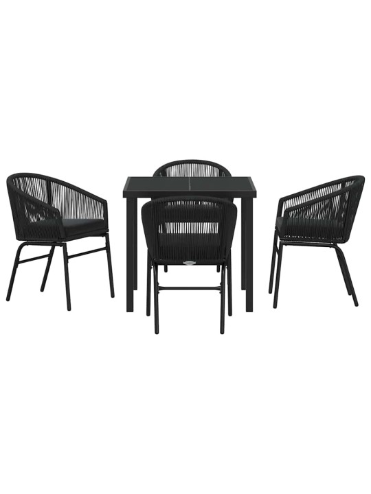 Dārza ēdamgalds 5 pcs melna poliūtu rotangpalma