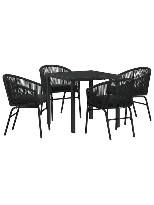 Dārza ēdamgalds 5 pcs melna poliūtu rotangpalma