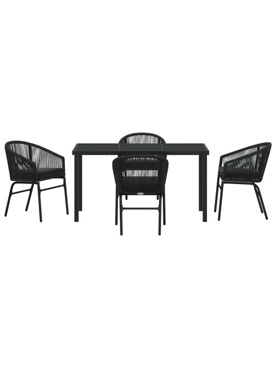 Dārza ēdamgalds 5 pcs melna poliūtu rotangpalma