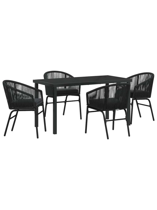 Dārza ēdamgalds 5 pcs melna poliūtu rotangpalma