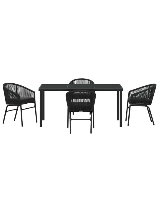 Dārza ēdamgalds 5 pcs melna poliūtu rotangpalma