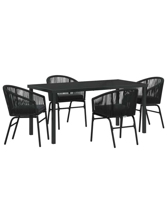 Dārza ēdamgalds 5 pcs melna poliūtu rotangpalma