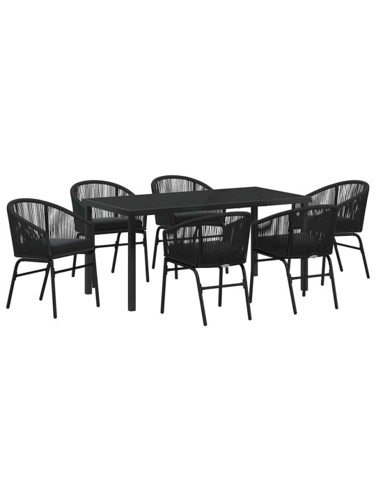 Dārza ēdamgalds 7 pcs melna poliūtu rotangpalma