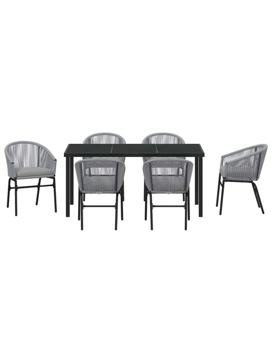 Dārza ēdamgalds 7 pcs pelēka poliūtu rotangpalma