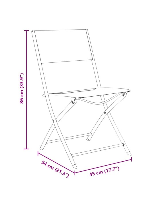 Dārza ēdamgalds saliekams 7 pcs melna textilene un tērauds