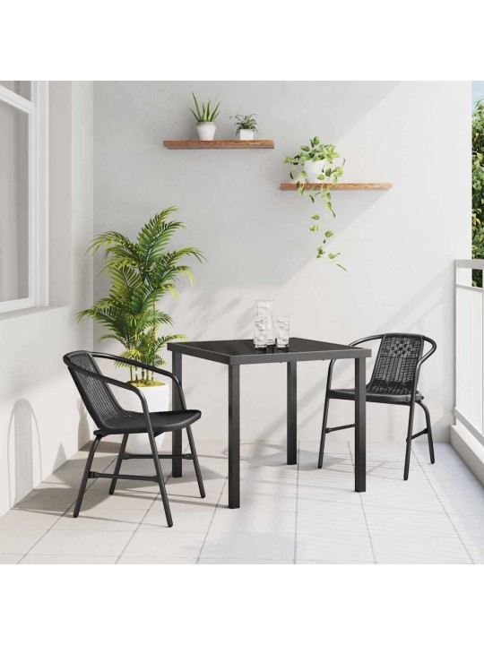 Dārza ēdamgalds 3 pcs melna poliūtu rotangpalma