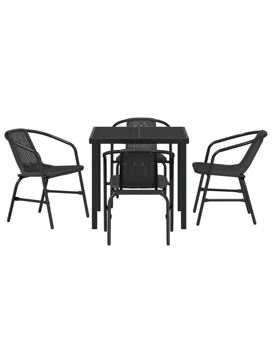 Dārza ēdamgalds 5 pcs melna poliūtu rotangpalma