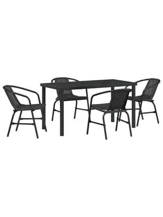 Dārza ēdamgalds 5 pcs melna poliūtu rotangpalma