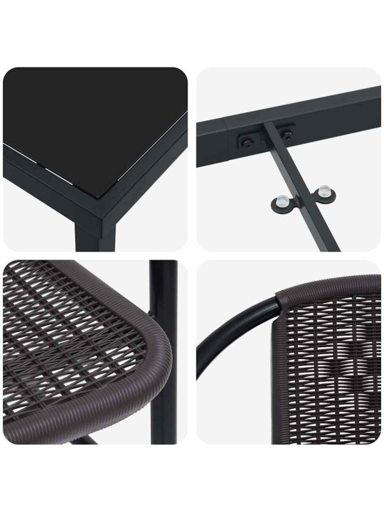 Dārza ēdamgalds 5 pcs melna poliūtu rotangpalma