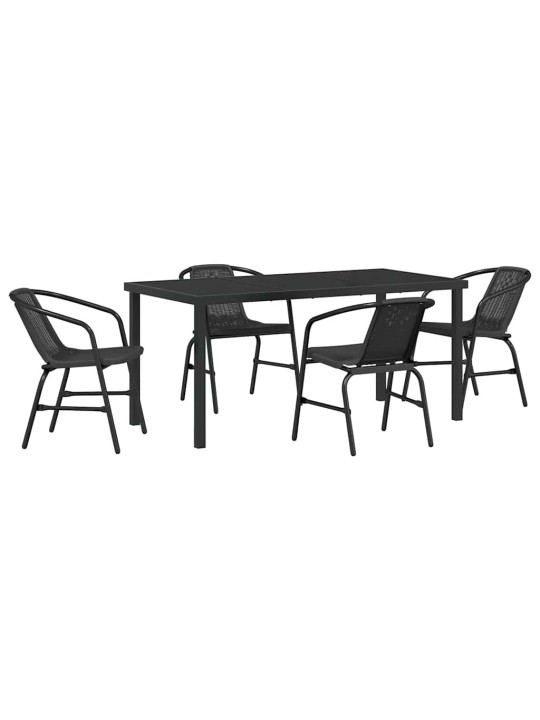 Dārza ēdamgalds 5 pcs melna poliūtu rotangpalma