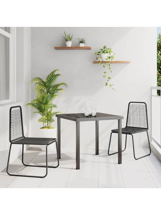 Dārza ēdamgalds 3 pcs melna poliūtu rotangpalma