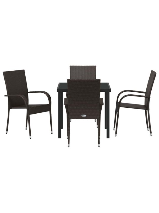 Dārza ēdamgalds 5 pcs brūna poliūtu rotangpalma