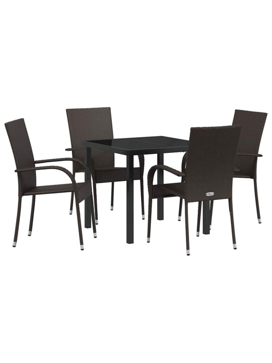 Dārza ēdamgalds 5 pcs brūna poliūtu rotangpalma