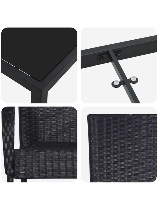 Dārza ēdamgalds 3 pcs melna poliūtu rotangpalma