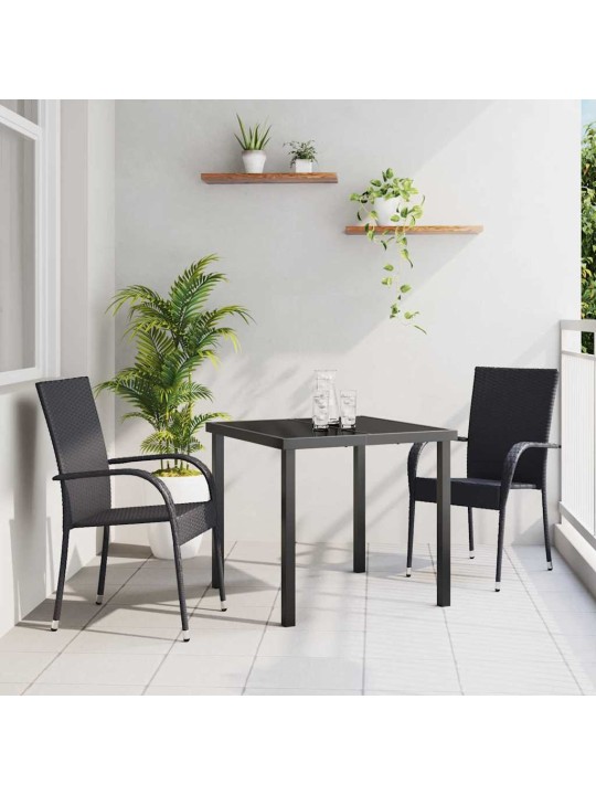 Dārza ēdamgalds 3 pcs melna poliūtu rotangpalma