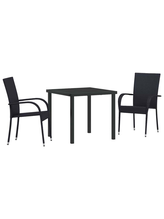 Dārza ēdamgalds 3 pcs melna poliūtu rotangpalma