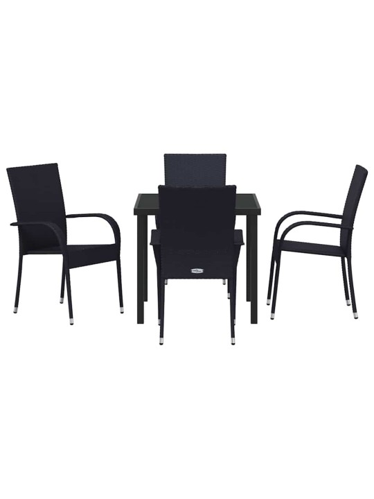 Dārza ēdamgalds 5 pcs melna poliūtu rotangpalma