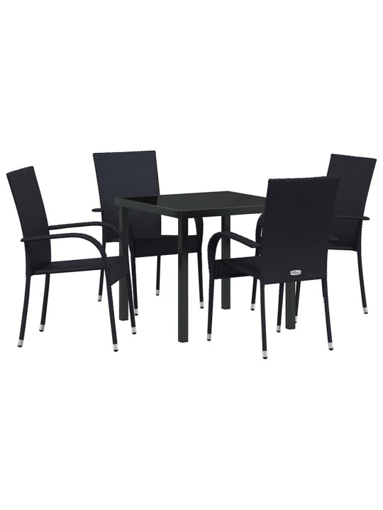 Dārza ēdamgalds 5 pcs melna poliūtu rotangpalma