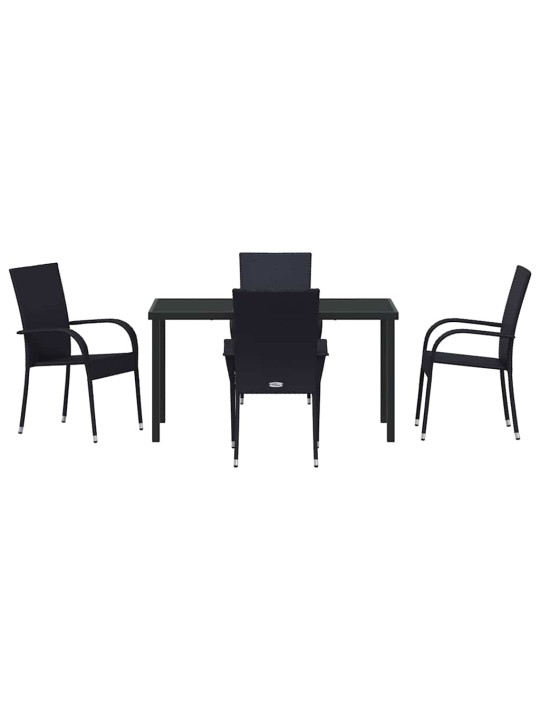 Dārza ēdamgalds 5 pcs melna poliūtu rotangpalma