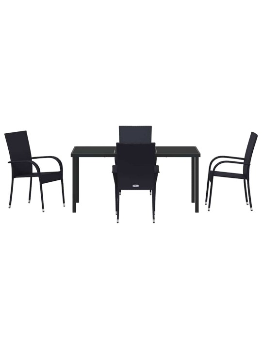 Dārza ēdamgalds 5 pcs melna poliūtu rotangpalma