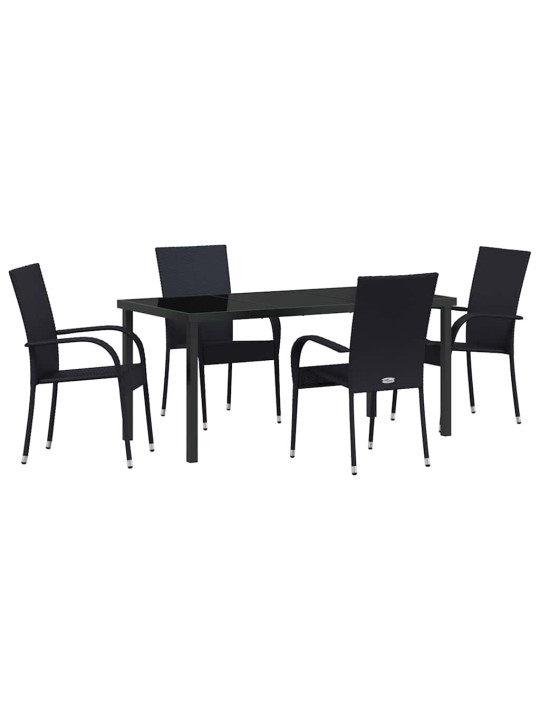 Dārza ēdamgalds 5 pcs melna poliūtu rotangpalma