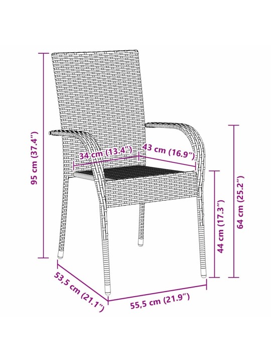 Dārza ēdamgalds 5 pcs melna poliūtu rotangpalma