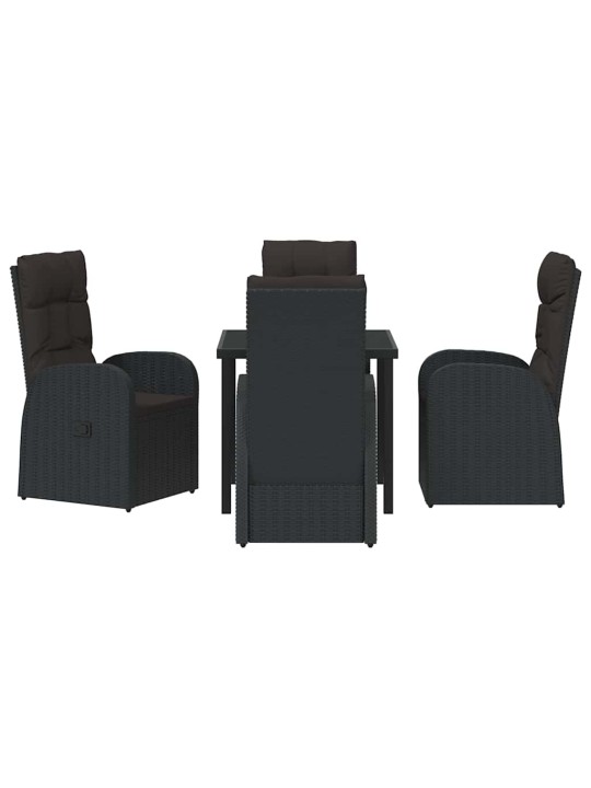 Dārza ēdamgalds ar spilvenu 5 pcs melna poliratāns