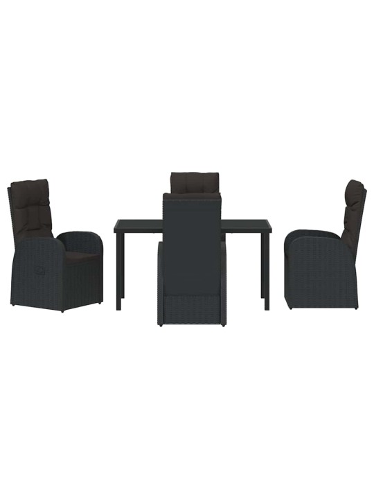 Dārza ēdamgalds ar spilvenu 5 pcs melna poliratāns