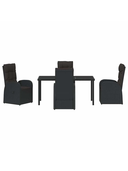 Dārza ēdamgalds ar spilvenu 5 pcs melna poliratāns