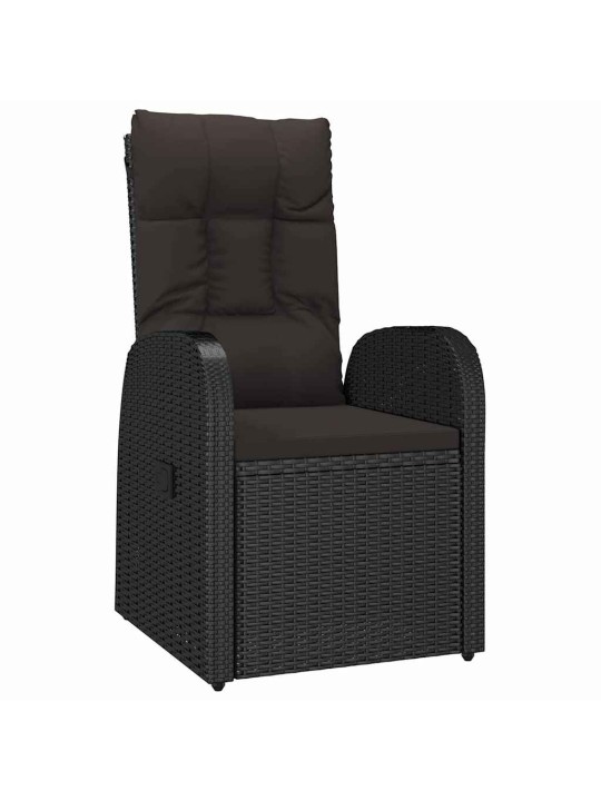 Dārza ēdamgalds ar spilvenu 7 pcs melna poliratāns