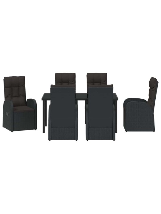 Dārza ēdamgalds ar spilvenu 7 pcs melna poliratāns