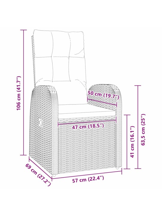 Dārza ēdamgalds ar spilvenu 7 pcs melna poliratāns