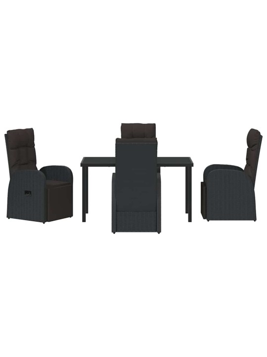 Dārza ēdamgalds ar spilvenu 5 pcs melna poliratāns