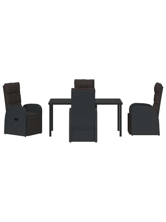 Dārza ēdamgalds ar spilvenu 5 pcs melna poliratāns
