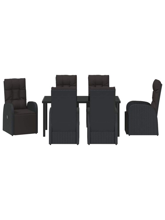 Dārza ēdamgalds ar spilvenu 7 pcs melna poliratāns