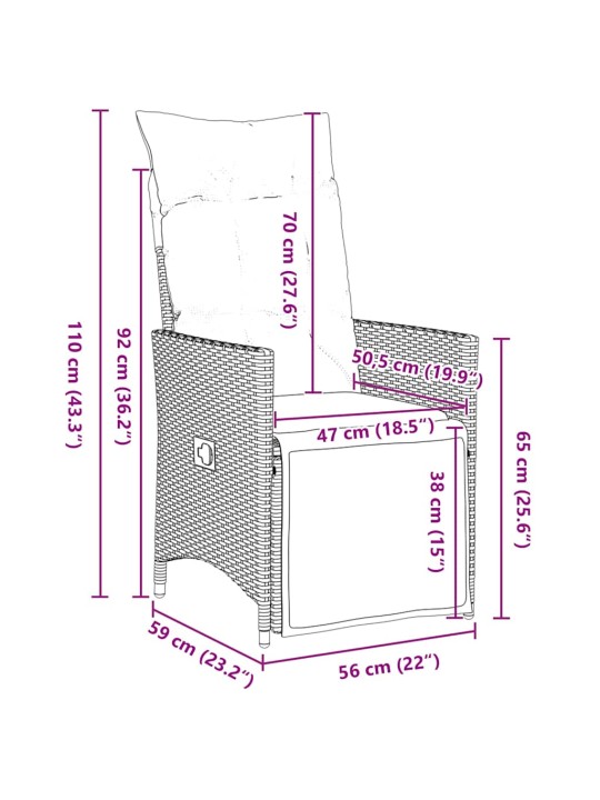 Dārza ēdamgalds 5 pcs pelēka poliratāns