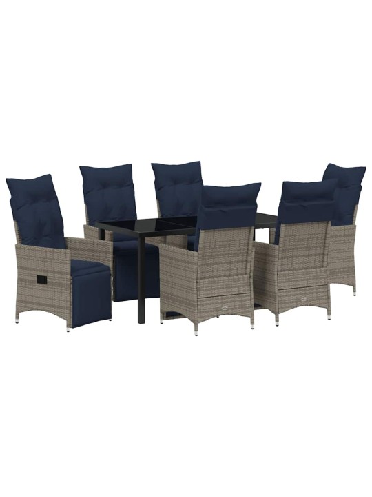Dārza ēdamgalds 7 pcs pelēka poliratāns