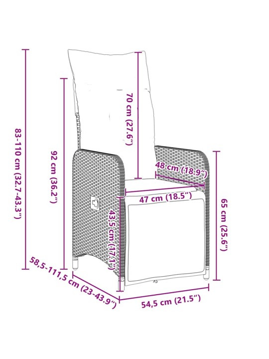 Dārza ēdamgalds 5 pcs pelēka poliratāns