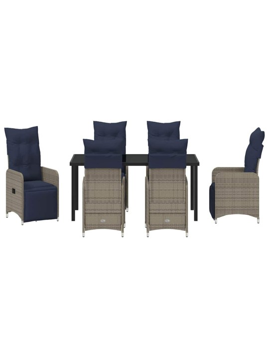 Dārza ēdamgalds 7 pcs pelēka poliratāns