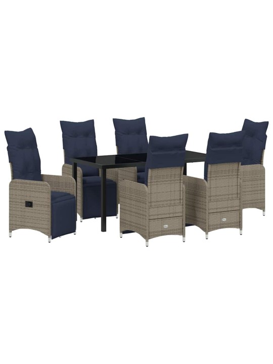 Dārza ēdamgalds 7 pcs pelēka poliratāns