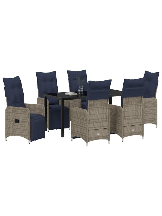 Dārza ēdamgalds 7 pcs pelēka poliratāns