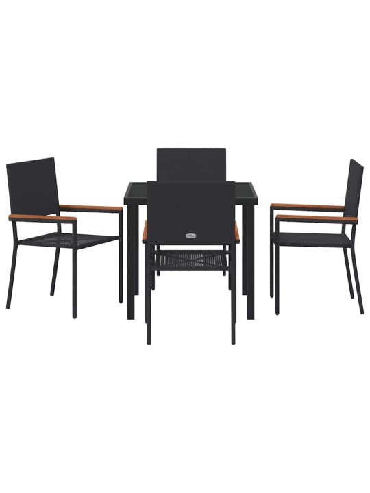 Dārza ēdamgalds 5 pcs melna poliūtu rotangpalma