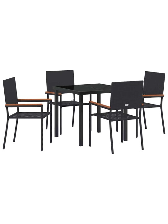Dārza ēdamgalds 5 pcs melna poliūtu rotangpalma
