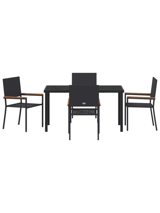 Dārza ēdamgalds 5 pcs melna poliūtu rotangpalma
